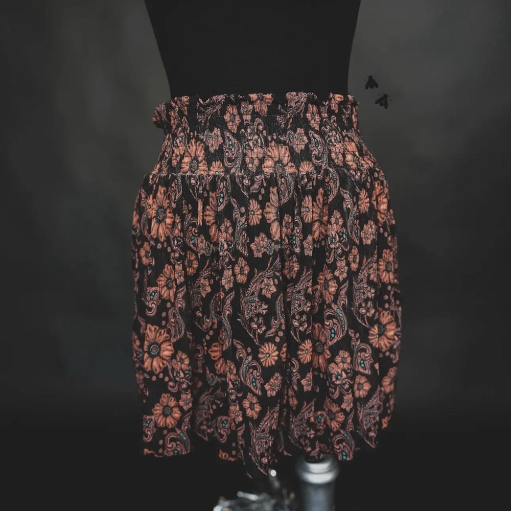 2 Fly “Lather in Leather” Floral Black and Pink Skort